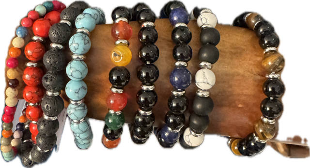 Schwarz/Blau/Edelstahl, Armband für Männer, s'steel with stone